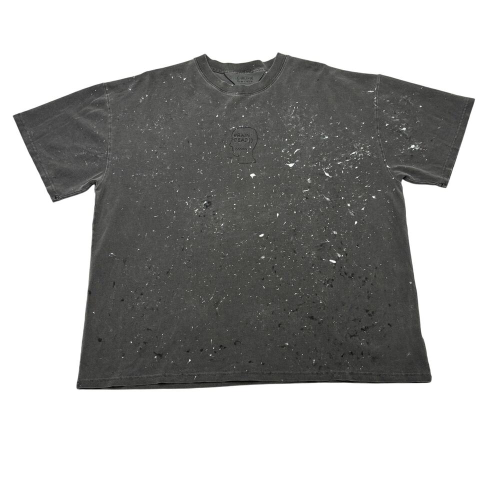 Brain Dead Embroidered Logohead Paint Splatter T Shirt Men's XL